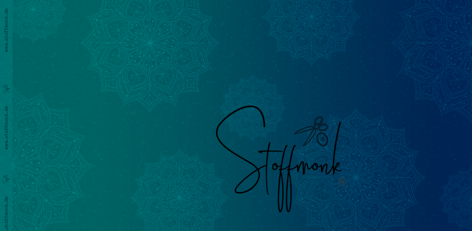 2603-06 - 0,35 meter Mandala Verlauf Petrol/grün - Bio French Terry